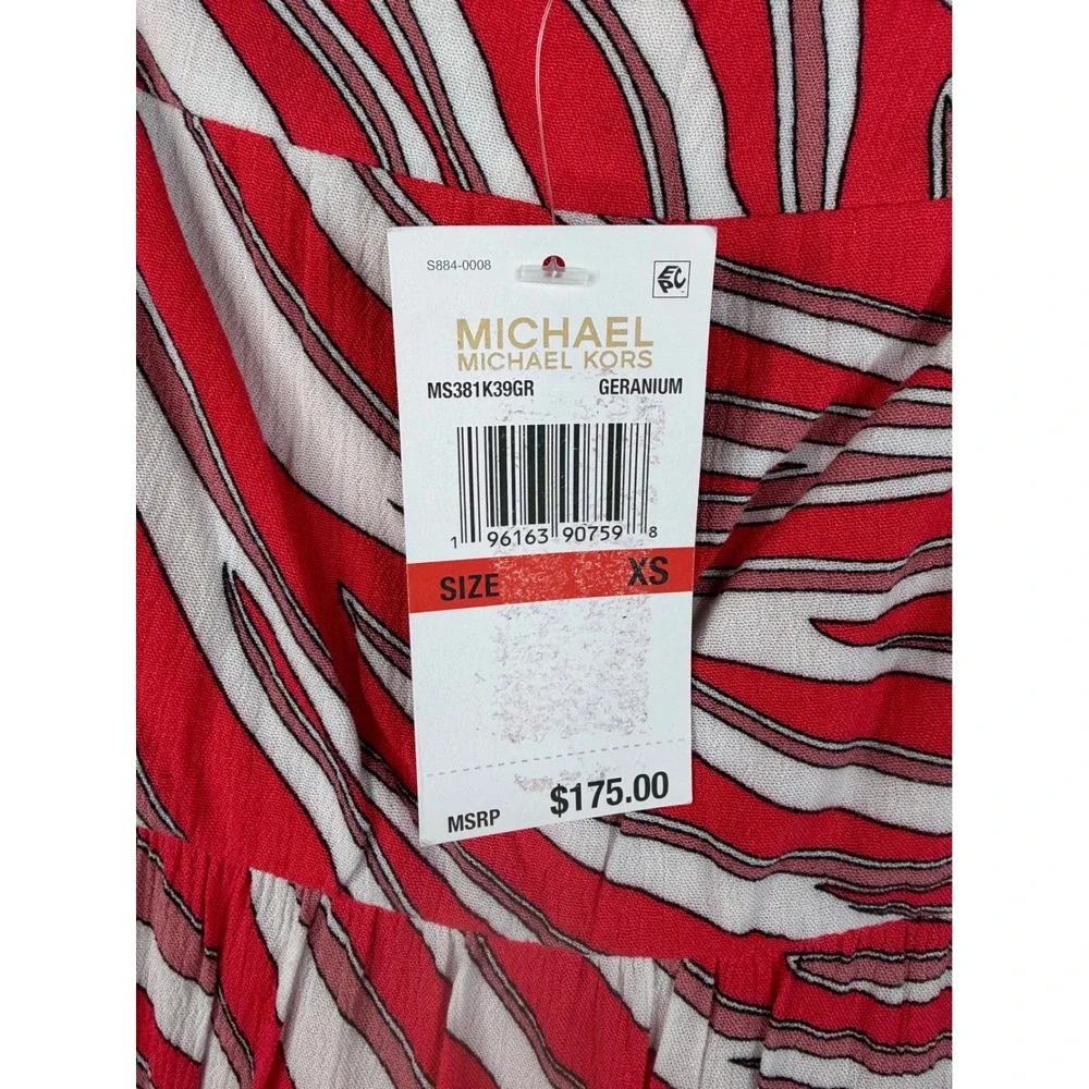 New Michael‎ Kors Soft Zebra Midi Dress Size XS Pink/White